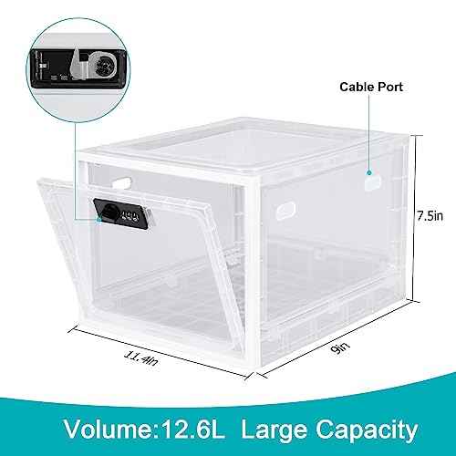 Lalifebuss Combination Lock Boxes for Personal Items, Lockable Storage Box for Office Locker/School/Medicine/Snacks/Phone Jail/Electronic/Home (1 Pack/White)