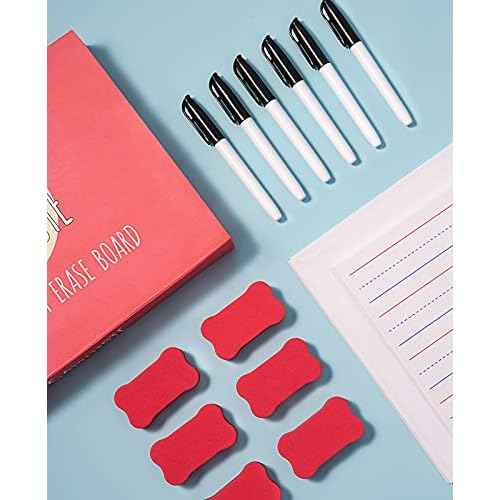 GAMENOTE White Board Dry Erase, Small Magnetic Lined White Board Set, Double Sided Magnet Ruled Lap Boards Whiteboard for Kids and Student Learning Homeschool Classroom, 9x12 Inches (Pack of 6)