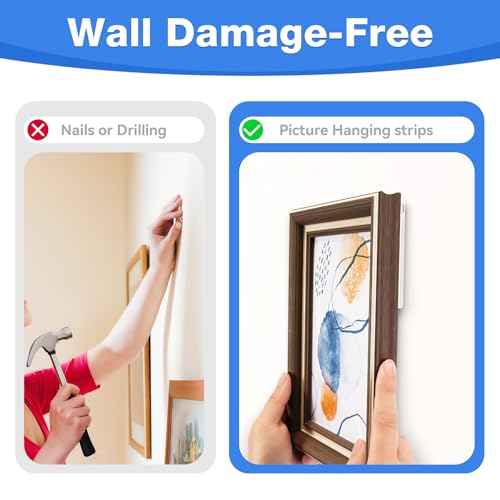 30 Pairs Heavy Duty Picture Hanging Strips - Large Adhesive Wall Hooks for Frames and Posters, Damage-Free No Nail Picture Hangers, Easy Removal, Refill Mounting Strips for Wall Decor