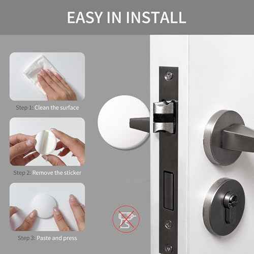 Door Stopper - 1.57" White Door Stoppers for Wall (12 Pack), with Heavy-Duty Adhesive - Wall Protector & Shock-Absorbent Protectors from Door Knobs - Prevents Scratches on Walls & Doors