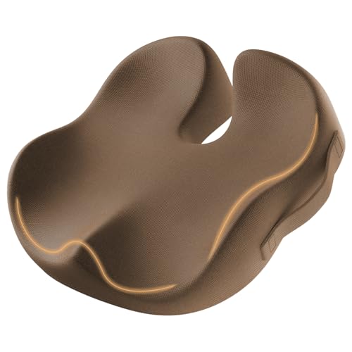 ProtoArc Seat Cushion, Office Chair Cushion for Sciatica, Coccyx Cushion, Ergonomic Memory Foam Seat Cushion for Car, Home, Pressure Relief Pad for Hip, Tailbone, All Day Comfort - Coffee