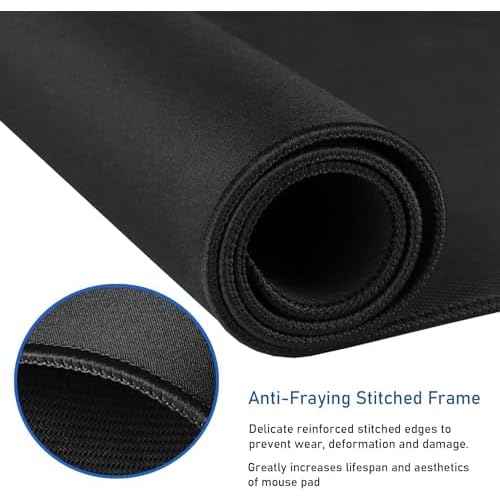 Large Extended Gaming Mouse Pad with Stitched Edges, 47.3 X 23.6 in Desk Pad Durable Non-Slip Natural Rubber Base, Waterproof Computer Keyboard Mat for Esports Pros, Gamer, Desktop, Black