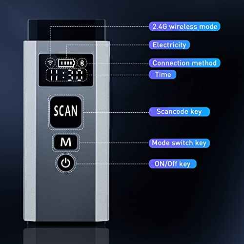 Bluetooth Scanner, Portable Barcode Scanner Wireless 1D 2D Barcode Reader 3 in 1 Wired & Bluetooth & 2.4G Wireless Connection Bar Code Scanners with TFT Screen Work for iOS, Windows, Android