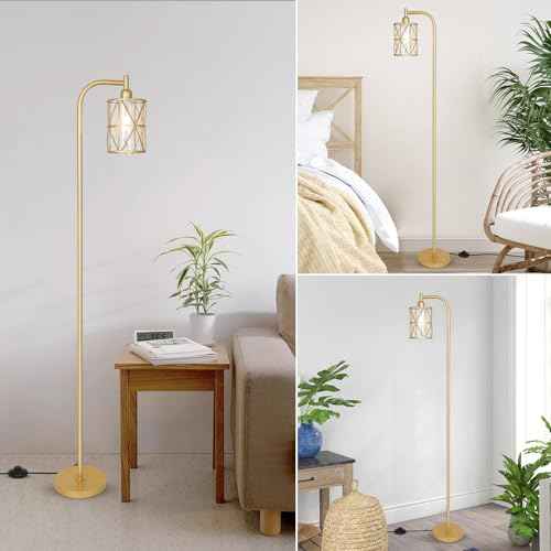 Floor Lamps for Living Room£¬Gold Standing Lamp with Clear Glass Lampshade and Metal Frame£¬Industrial Standing Floor Lamp for Bedroom£¬Modern Tall Lamp for Office, Study Room Corner£¨LED Bulb Included£©