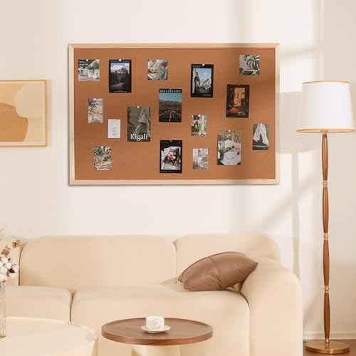24x36 Inch Cork Bulletin Board for Wall with Natural Wood Frame | Large Pin Board for Office & Home | Includes 20 Push Pins & Mounting Hardware