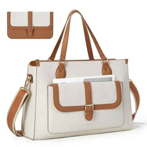 Missnine Laptop Bag with Removable Purse - 15.6 inch Computer Bag Leather Briefcase for Women Work Tote for Office, Travel