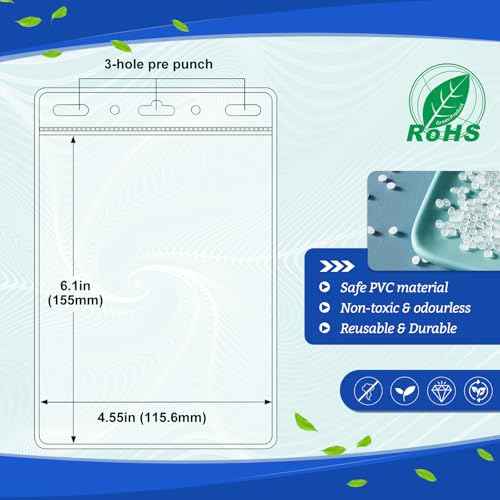 200 Pack Clear Plastic Passport Identification Card Holders, 4x6 Inch Vertical No Zipper Plastic Name Badge ID Card Holders