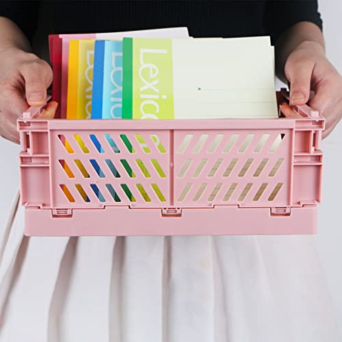 Tixill 2-Pack Mini Collapsible Plastic Storage Baskets Pink 5.9x3.8x2.2 for Home & Kitchen