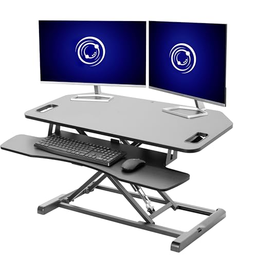VIVO Black 38-Inch Corner Standing Desk Converter - DESK-V000KL