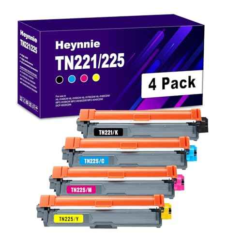 Remanufactured Toner Cartridge Replacement for Brother TN221 TN225 TN-221 TN-225 for DCP-9020CDN HL-3140CW HL-3170CDW HL-3180CDW MFC-9130CW MFC-9330CDW MFC-9340CDW (4-Pack)