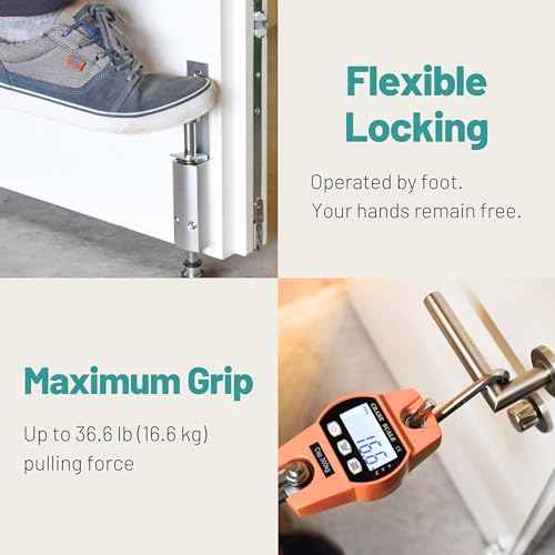 Kickdown Door Stop - Heavy Duty Door Stopper with Kick Down Step - Foot Operated Door Holder for Outdoor and Commercial Use