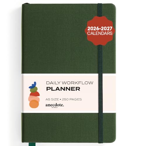 Anecdote 2027 Daily Planner A5 (5.8'' x 8.3''), Evergreen, 26 Weeks Undated