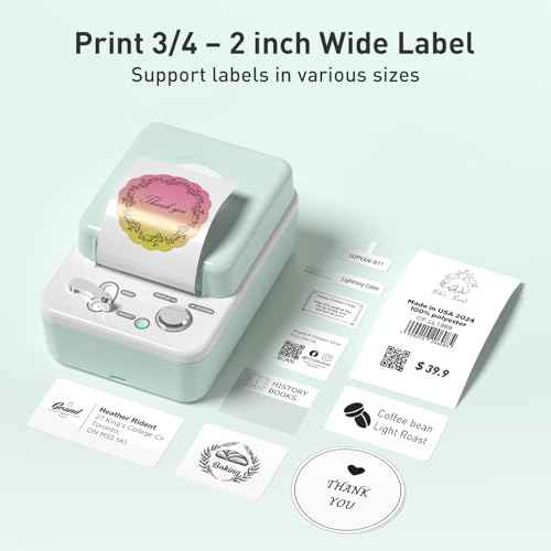 SUPVAN T50M Plus Bluetooth Label Maker Machine with Tape, High Printing Clarity, Versatile App with 40+ Fonts and 450+ Icons, Inkless Labeler for Business, Home, Office Organization, Green