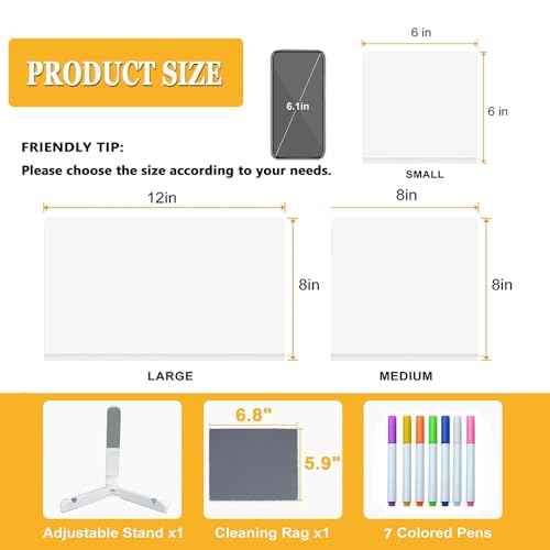 LED Note Board with Colors, Message Light up Drawing Board for Kids with 7 Colors Pens and Stand Drawing Board, Acrylic Dry Erase Board with Light for Halloween Birthday Christmas (5.9 ¡¿ 5.9")
