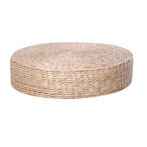 HEALLILY Hand-Woven Round Yoga Seat Cushion - 15 Inch Straw Floor Cushion for Meditation Sitting on Floor and Relaxation