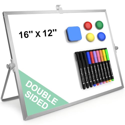 GMAOPHY Silver Double-Sided Magnetic Whiteboard with Stand 16x12"