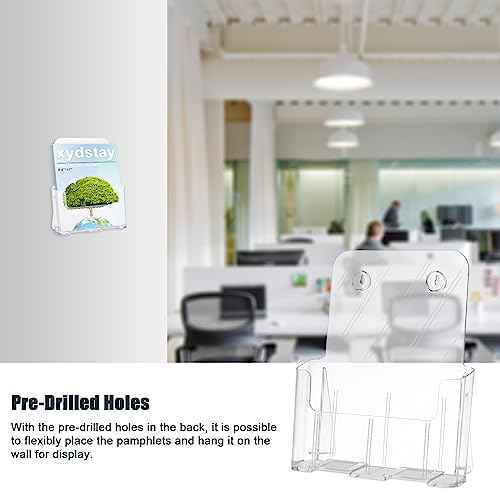 Acrylic Brochure Holder 8.5x11 Inches Slant Back Design, Clear Display Stand, Plastic Table Stand Sign Holder,Pamphlet Holder Flyer Holder, Acrylic Display Stand, Acrylic Table Signs Plastic Paper Holder for Office, Home, Store, 4 Pack
