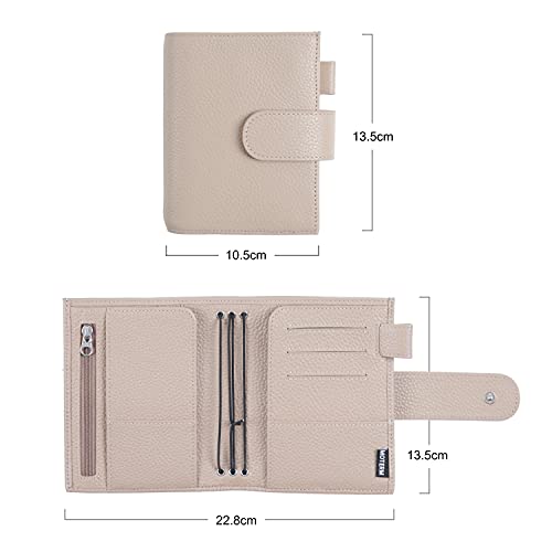 Moterm Companion Traveler's Notebook Cover - Upgraded Design with Back Pocket (Passport Size, Pebble-Taupe)