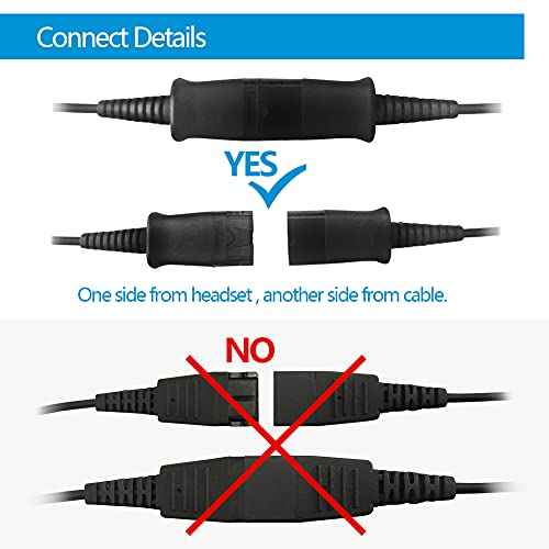 VT Telephone-Headset Microphone Noise-Cancelling Headphone QD - Quick Disconnect Call Center Headset with RJ09 Cables Compatible with Polycom,Yealink,Grandstream,Snom,Fanvil,Mitel Phones (Mono)