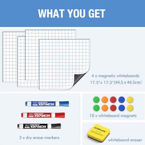 HOMiDEK 4-in-1 Magnetic Graph Paper for Whiteboard, 35"x35" Large Coordinate Plane XY Axis Board for Graphing, Reusable Dry Erase Grid Magnet for Classroom Homeschool, Math Teacher Teaching Tools