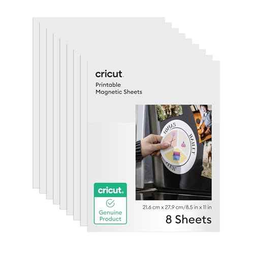 Cricut¢ç Printable Magnet Sheets - 8.5 in x 11 in (8 Count) - Create Custom Magnets - Thin, Flexible, & Compatible with Your Inkjet Printer - Works with Cricut Maker¢â, Explore¢â, Joy¢â Xtra, & Venture¢â