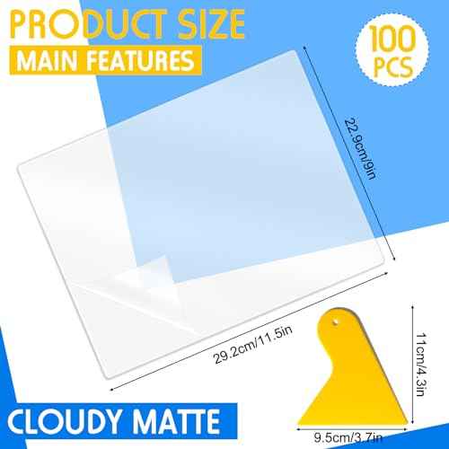 Kosiz 100 Pack Matte Self Adhesive Laminating Sheets, 9 x 11.5 Inches, 4 Mil Thick for Letter Size 8.5 x 11 Matte Finish Self Lamination Sealing, No Heat Laminating, With Scraper