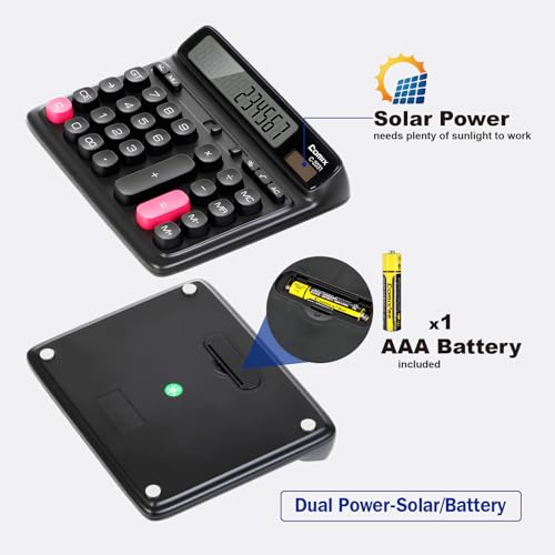 Comix Black Desktop Calculator 12-Digit Large Button Office Math Tool