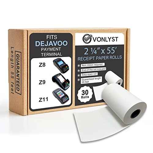 Credit Card Machine Paper Roll for Dejavoo P1 P3 P8 QD1 QD2 Z8 Z9 Z11 (30 rolls)