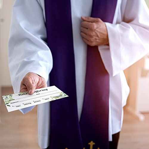 Outus 600 Pcs Church Offering Envelopes Tithe and Offering Donations Pack Cash Tithing Envelopes for Christian Religious Occasions Supplies(Green Leaf Style)