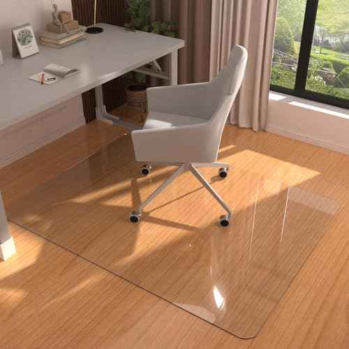 Placoot Crystal Clear Office Chair Mat for Hardwood Floors,48'' x 36'' - Upgraded PVC Transparent Desk Chair Mat Floor Mats Wood/Tile Protection Mat for Office Home