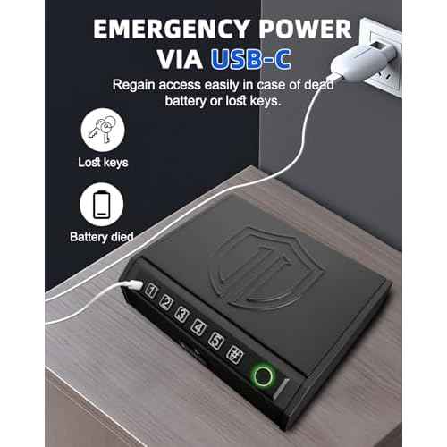 Gun Safe for Handgun ? Upgraded 0.1 Seconds Quick Access Pistol Safe with Fingerprint, Keypad & Backup Key, Silent Mode, Portable Firearm Lock Box for Bedside, Nightstand, Car, Home