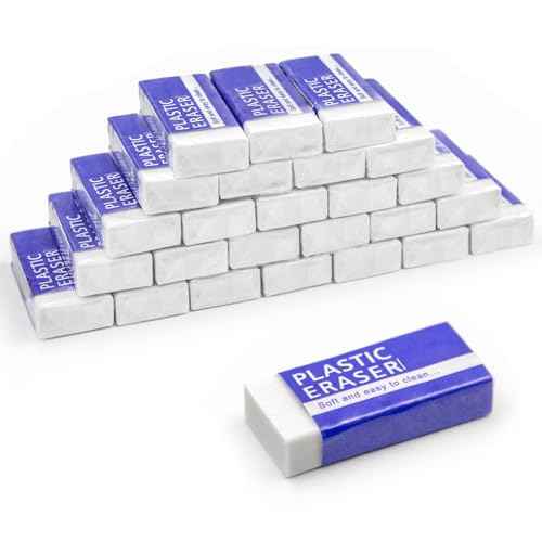 25 Pack White Eraser for Pencil, Bulk Art Erasers for Drawing Sketching, Pencil Erasers Rubber for Kids Prize, School Classroom Students, Office Supplies