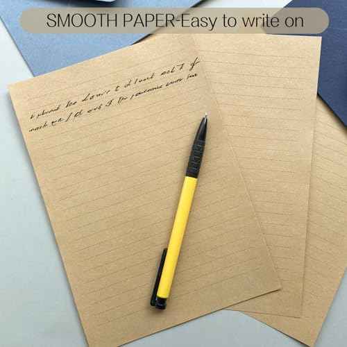 Tuhangcc Premium Velvet-Touch Stationery Set with Unique Design Colors - Best Paper and Elegant 4x6 Envelopes (24 Writing Sheets + 12 Envelopes) for Love Letters and Party Invitations (Lake blue)