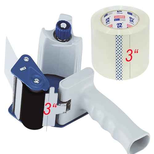 PERFECTAPE 3" Heavy Duty Packing Tape 2 Roll with 2 pcs of 3" Tape Gun, Clear, 2.7 mil, 3 inch x 65 Yards, for Packagin, Shipping and Moving