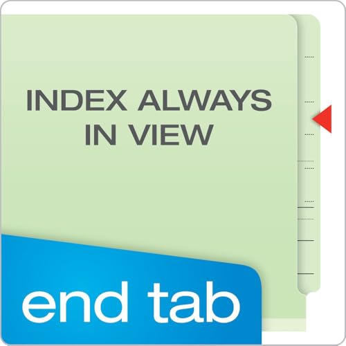 Pendaflex Pressboard End-Tab Classification Folders, Letter Size, 2 Dividers, 2.5" Expansion, Light Green, Straight Cut Tabs, 10/BX (23224)