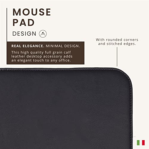 Maruse Italian Leather Mouse Pad for Home or Office Desktop, Handmade in Italy, Navy
