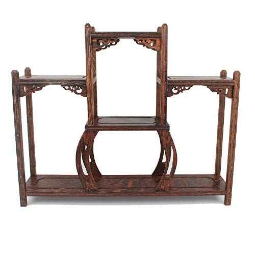 NWFashion Chinese Wooden Assemble Display Stand Symmetric Short Floor Curio Cabinets Shelf (3)