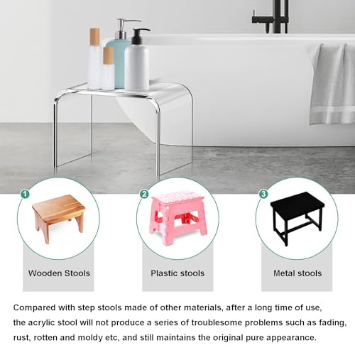 Step Stools for Kids, Acrylic Stools, Step Stools for Adults, Small Step Stool, 12 Inches Acrylic Stool Bathroom, Clear Step Stool, Toilet Stools, Plant Stand, Foot Stool (Common£¨2 Pack£©)