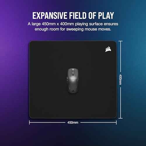 Corsair MM500 v2 Hybrid Cloth Gaming Large Mouse Pad ? 45cm x 40cm ? Spill-Proof Coating ? Anti-Fray Stitched Edges ? Non-Slip Rubber Base ? Black