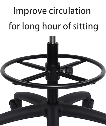 Take UR Seat Polyurethane Drafting Stool with 18in Footring, 8in Height Adjust, 450lb Capacity – Rubber Caster (D Rubber)