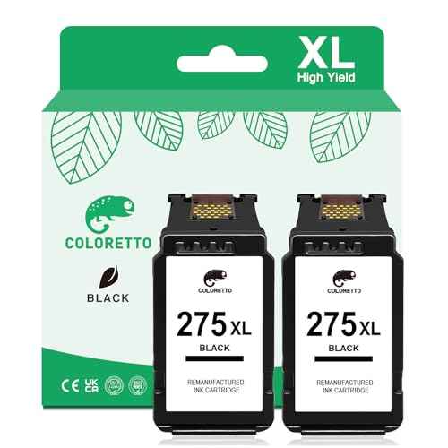 COLORETTO PG-275XL Black Ink Cartridge Replacement for Canon 275 Black Ink for Canon PIXMA TS3722 TR4720 TR4700 TS3720 TS3522 TS3520 TS3500 TR4725 TR4722 275 XL for Cannon 275 Black Ink 2 Pack