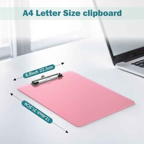 Color Clipboards 30 Pack, A4 Plastic Clear Clip Board 8.5 x 11 for Classroom, Students, Kid, Woman, Size 9" x 12.5" with Low Profile Clip, Office & School Supply