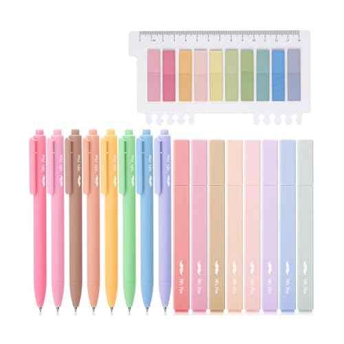 Mr. Pen Aesthetic 16 Pack Colored Gel Pens & 200 Sheets Sticky Tabs - No Bleed Highlighters for Bible Pages