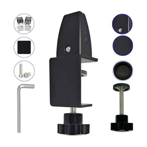 Sneeze Guard Support Clamps 4 pcs, Adjustable Office Partition Clamp, Acrylic Desk Divider Clamps, Plexiglass Partition Clips, Aluminum Privacy Panel Clips, Punch-Free Partition Clips (Black)