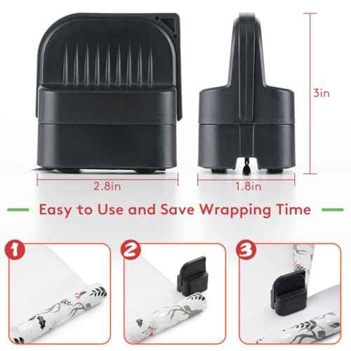 2Pcs Wrapping Paper Cutter, Gift Wrap Cutter with 2 Replaceable Blade 4 Wheels Compact Christmas Gift Wrapping Paper Roll Cutter Tool Black