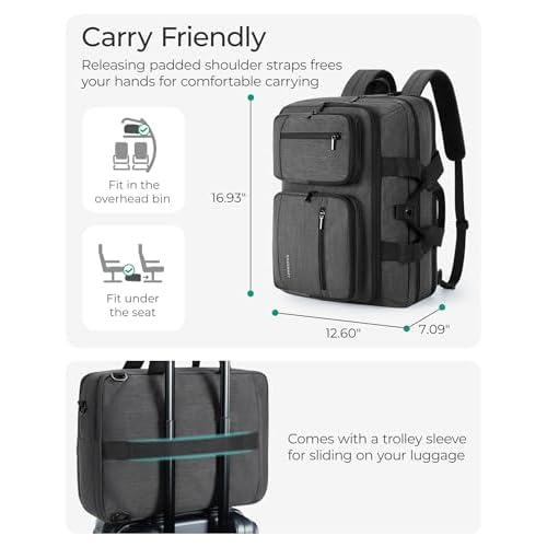 BAGSMART 3 In 1 Laptop Bag for Men, Computer Briefcase 17.3 Inch Laptop Water-Repellent Shoulder Bag, Computer Bag Business Travel Office, Black