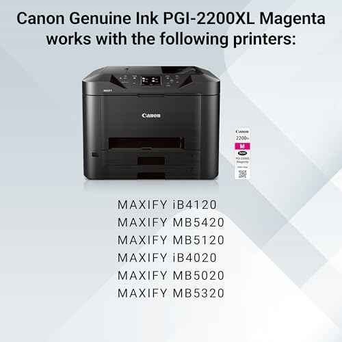 Canon PGI-2200XL Genuine Magenta Ink Tank, Compatible with IB4120, MB5420, MB5120, IB4020, MB5020, and MB5320 (Optional) Printers