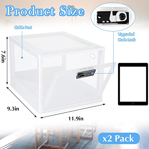 Juexica 2 Pcs Large Medicine Box for Safe Medication, Clear Lockable Storage Box for Medication Refrigerator Fridge/snacks Food for Home Dorms Office Storage Lockers