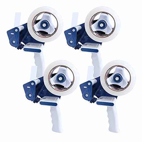 Heavy Duty Packing Tape Gun for 2" Width Tape, Hold up to 180 Yards Length roll, Plus 1 Roll of Heavy Duty Packing Tape 1.88" x 60y x 2.7mil, Perfectape Brand, 4-Pack