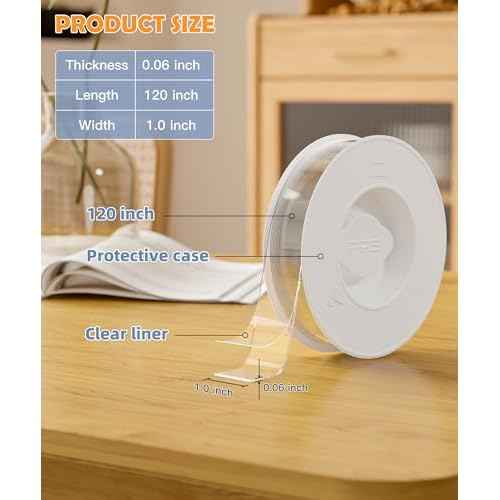 PPB Double Sided Adhesive Tape Heavy Duty, Removable Mounting Tape, Nano Tape, Clear Two Sided Wall Adhesive Strips for Home, Office, Car, Outdoor Use, 10FT